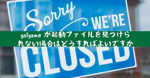 galgame が起動ファイルを見つけられない場合はどうすればよいですか