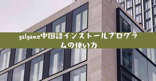 galgame中国語インストールプログラムの使い方